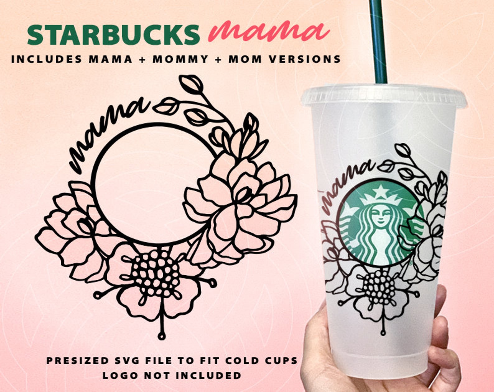 Mothers Day Starbucks Floral Design Mama Mommy Mom Etsy Canada