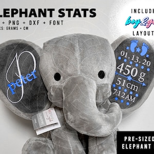 Personalisierte Geburt Statistiken | Gramm + Cm | Elefanten Statistiken | Neugeborene | Baby | Andenken | Geschenk | Für Humphrey Plüsch Spielzeug | Digitaler Download