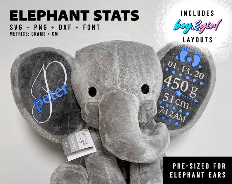 Download Art Collectibles Clip Art Newborn Keepsake Digital Download Personalised Birth Stats Grams Gift For Humphrey Plush Toy Baby Cm Elephant Stats