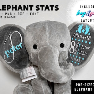 Personalisierte Geburt Statistiken | Elefanten Statistiken | Neugeborene | Baby | Andenken | Geschenk | Junge | Mädchen | Für Humphrey Plüsch Spielzeug | Digitaler Download