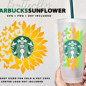 Starbucks Floral Butterfly Design | Presized for Cold Cup | Custom Gift | Cricut Silhouette | Spring Starbucks | SVG PNG