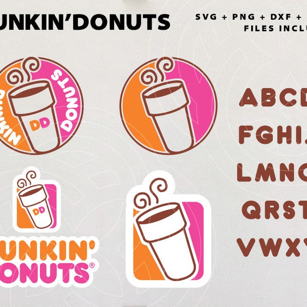 Personalised Dunkin' Donuts Logo | svg png dxf + Font Included | Cricut Silhouette | Digital Download