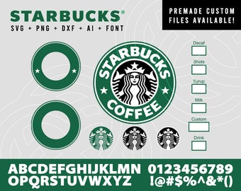 Logo Starbucks personnalisé | svg png dxf ai + police incluse | Silhouette Cricut | Téléchargement numérique | Vacances | Noël | Tasse Starbucks personnalisée