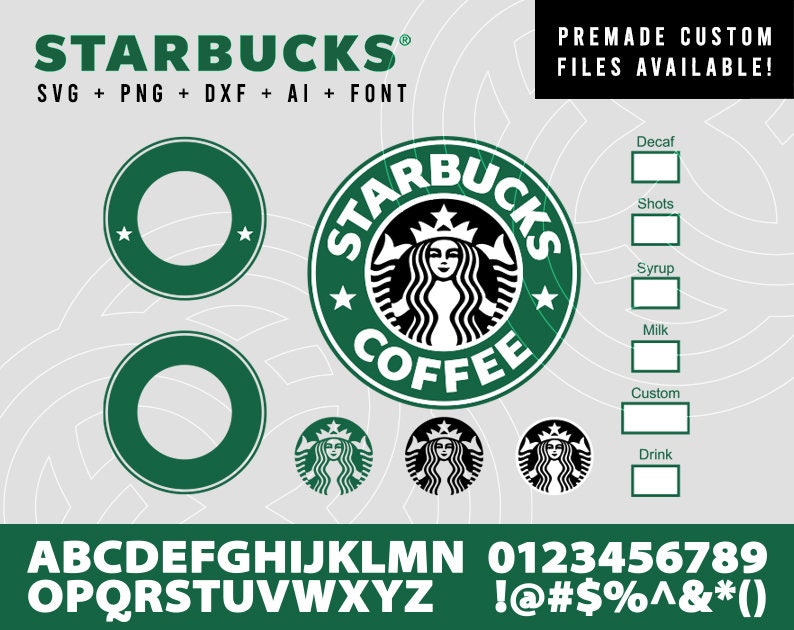 Personalised Starbucks Logo svg png dxf ai Font Included Cricut Silhouette Digital Download Holiday Xmas Custom Starbucks Cup image 1