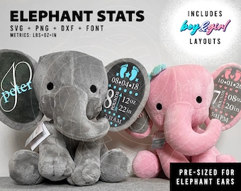 Estadísticas de nacimiento personalizadas / Estadísticas de elefantes / Recién nacido / Bebé / Recuerdo / Regalo / Niño / Niña / Para Humphrey Juguete de felpa / Descarga digital