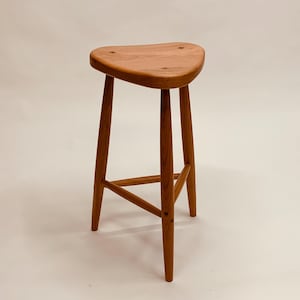 27-Inch Trina 3-Legged Stool in Hardwood with Wedged Through-Dowels