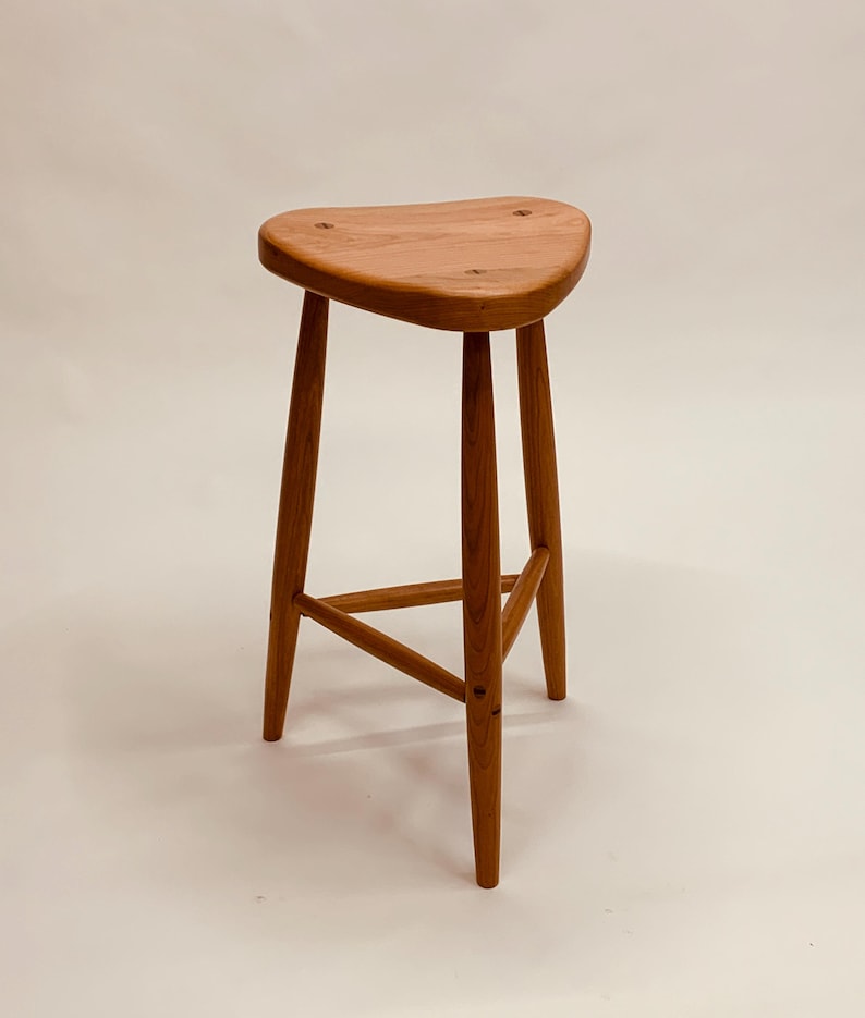 Triangular Point Stool 27-inch Trina 3-legged Stool in Hardwood With Wedged Through-dowels - Etsy