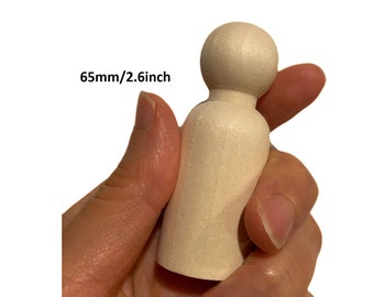 200 pcs Unfinished Wooden Peg Dolls Family Peg Toy 2.6in People Family Doll Bodies DIY Wood Craft: 65mm