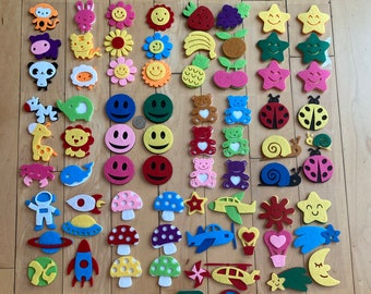 14 Sheets Felt Sticker, Adhesive Sticker, Felt Star, Felt Animal, Felt Car,  Wall Decor, Scrapbooking, Card Making, Art Crafting 