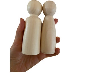 6pcs Giant Peg dolls 4inch +, Peg people, peg family, doll body, DIY Wood craft, unfinished wooden peg, customized gift