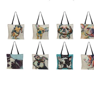 Dog Tote Bag, Canvas Tote Bag, canvas bag, grocery bag, shoulder bag, dog lover gift, weekender bag, tote bag canvas Reusable Washable