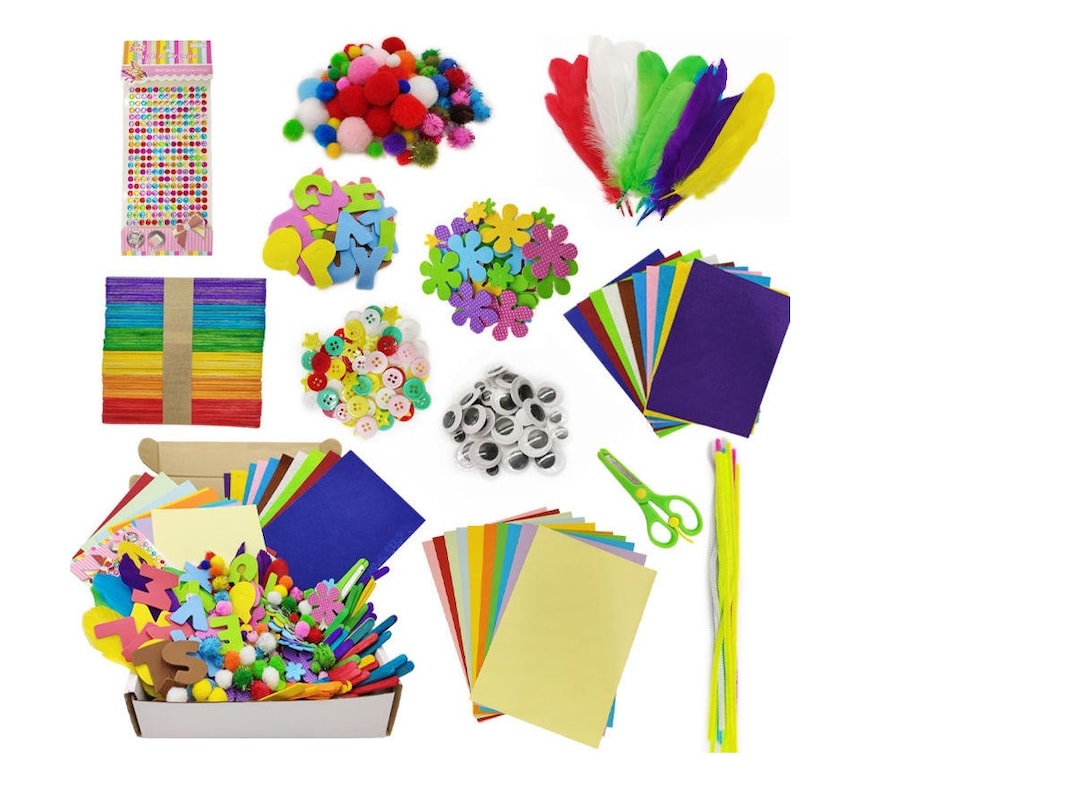 Children DIY Art Craft Sets, Kids Crafting Supplies Kits Over 1000pcs 