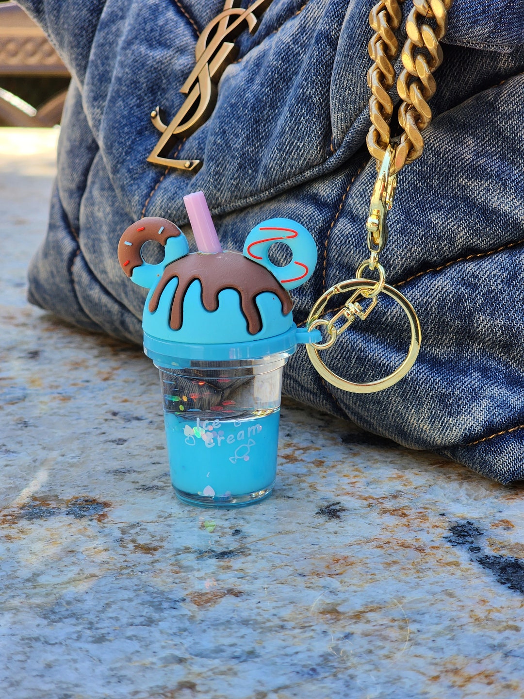 Kawaii Donut Liquid Keychains Cute Liquid Keychains Cute Etsy