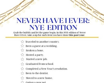 Never Have I Ever - NYE Edition, juego de fiesta de Nochevieja, juego de beber para adultos