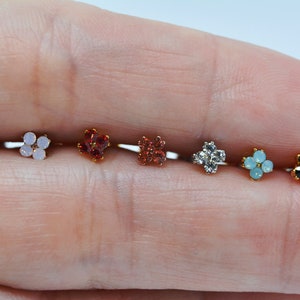 Canola Flower Cubic Zirconia Ear Cartilage Helix Tragus Ring Bar Piercing Earrings