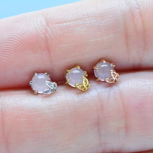 Silver,Gold Tiny Butterfly Pink Gemstone Barbell Piercing Earrings.