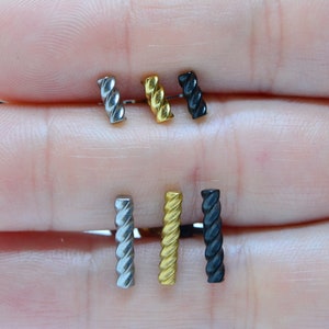6mm 12mm Silver Gold Black Bar Stick Line Barbell Piercing Earrings tragus helix conch