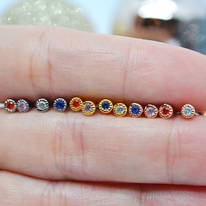 Silver Gold Rosegold Mini CZ Barbell Piercing Earrings.