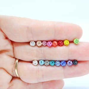 4mm 16 colors crystals mirror ball barbell piercing earrings.