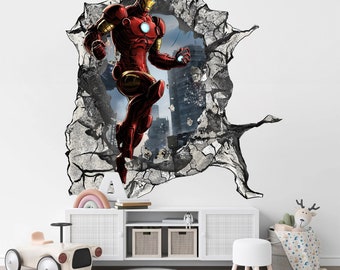 Avengers Superhero Iron Man Wall Decal for Kids' Room - Wall Breaking Design - SP002