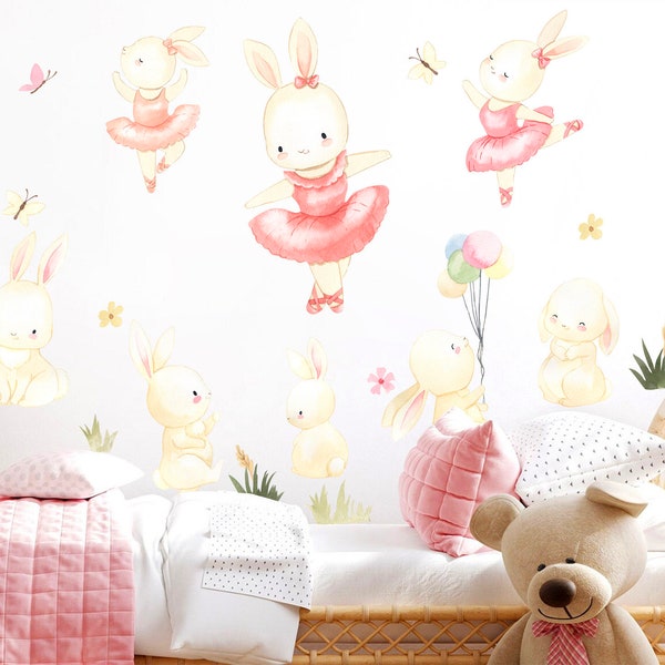Pink Bunny Wall Sticker Etsy