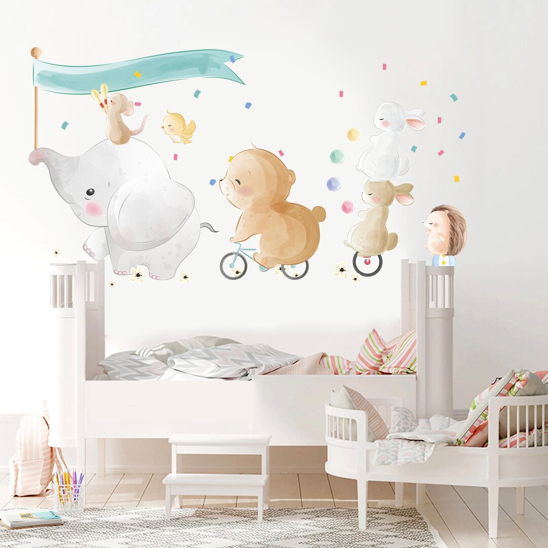 Curated visual reference: Picture Idea: Whimsical Watercolor Circus Animal Wall Decals