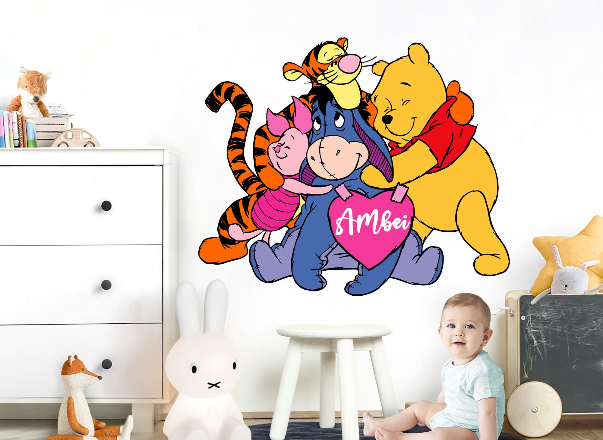 Adesivo Da Parete Rimovibile Winnie The Pooh, Tigre, Altalena Legata Agli Alberi Con Maialino - Baby Wall Decal - Italia - Foto 10