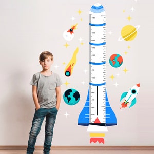 Cartoon Space Rocket Wall Decals - Planets, Comets, and Cosmic Adventure - BR259