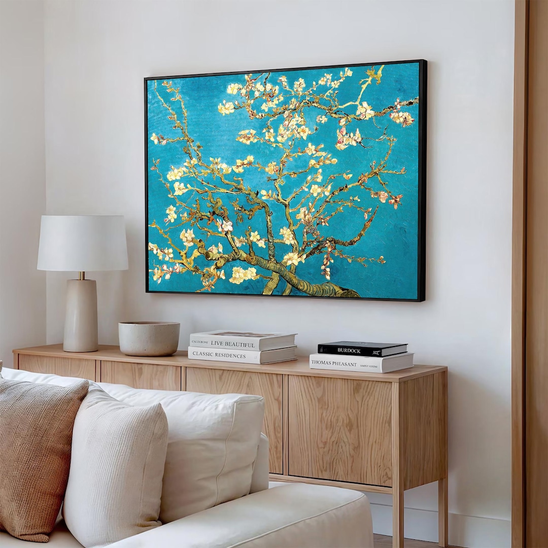 イタリア製 ゴッホ『花咲くアーモンドの木』 額絵 絵画 アート パネル 壁掛け ゴッホ 作品 名画, image size:1080x1080