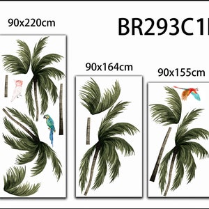 Tropical Coconut Trees with Parrots Wall Decal Removable Peel and Stick BR293 C1L cm