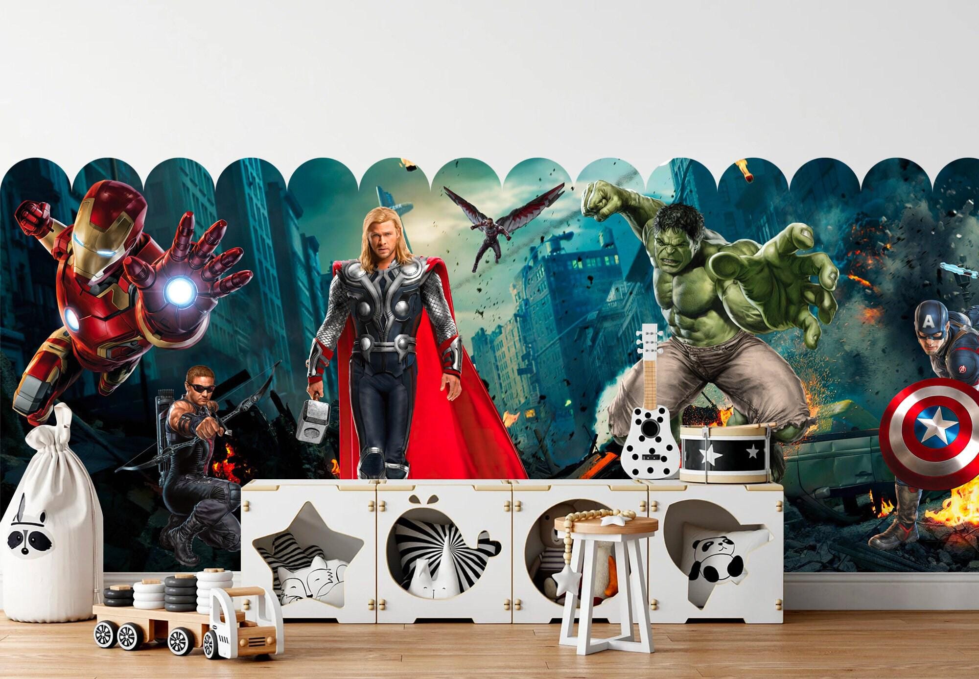 Avengers Scallop Mini Wallpaper – Removable Superhero Wall Mural for ...