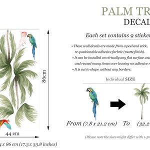 Tropical Coconut Trees with Parrots Wall Decal Removable Peel and Stick BR293 Small(44x86) cm