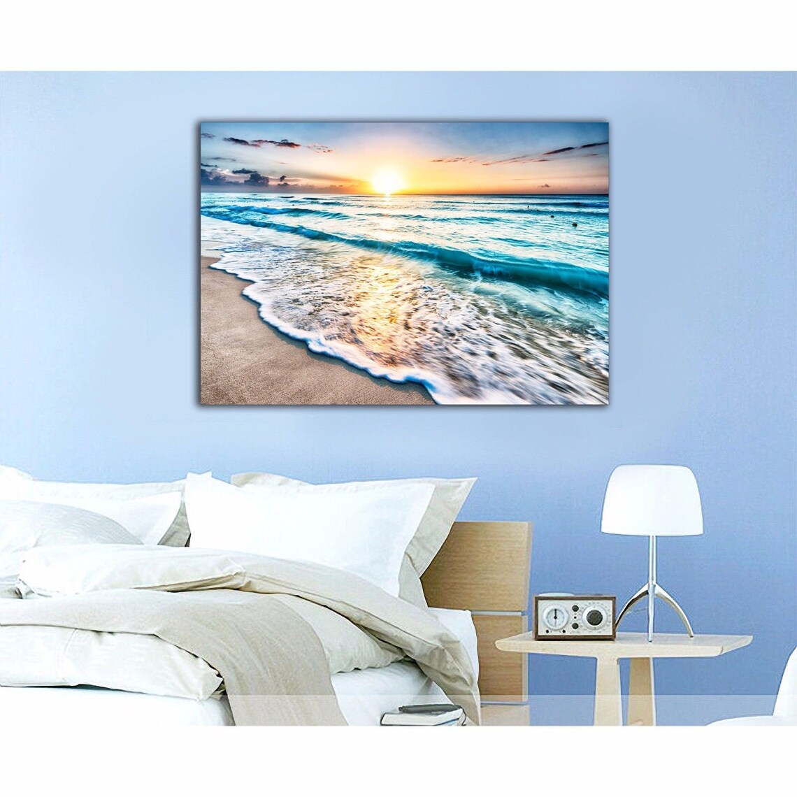 Framed Beach Sea Canvas Beach to the Ocean Print Art Reflected Etsy