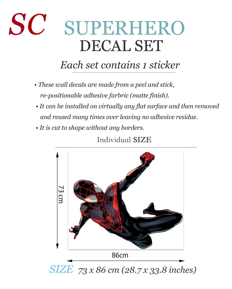 Spider-Man Wall Flip Jumping Wall Decal Boy's Bedroom Decor BR255 C Small(74x86) cm