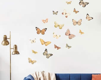 Elegant Mocha Butterfly Wall Decal Set - Assorted Coffee-toned Butterflies in Flight - Perfect for Girls&#39; Room Decor - BR020