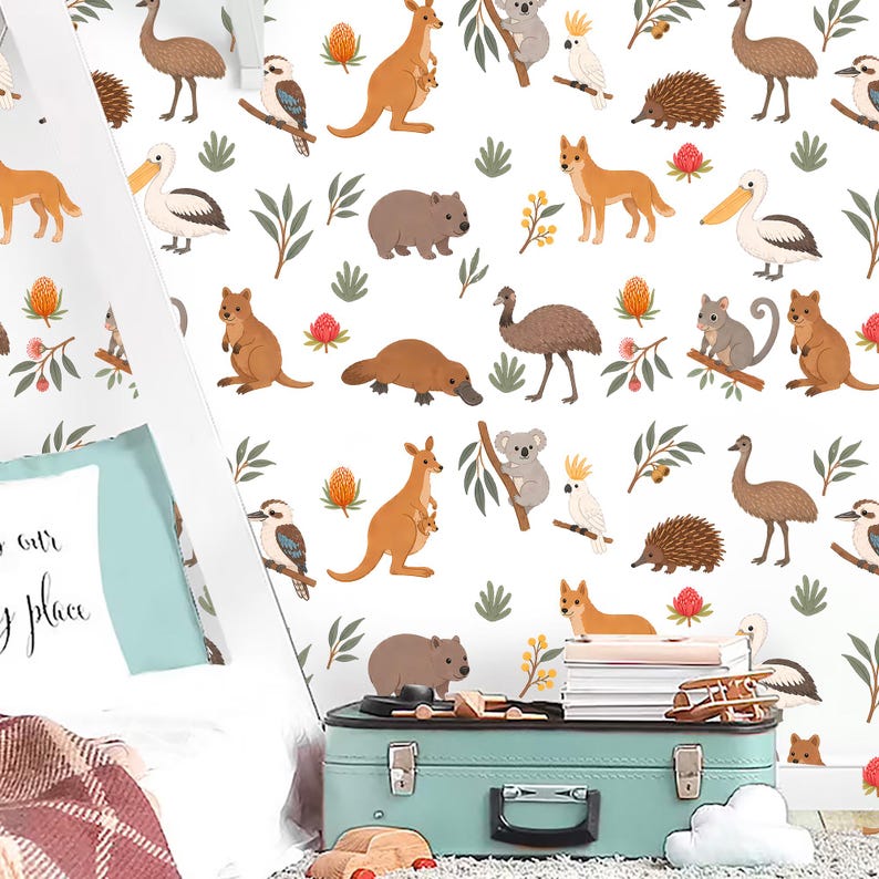 Australian Animal Wall Decals Nursery, Koala Kangaroo Wombat Stickers