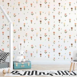 Boho Flower Wall Decals – 246 PCS Retro Floral Stickers, Peel and Stick PVC-Free for Nursery & Kids Room - WKDOT7