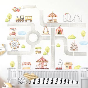 Ensemble d'autocollants muraux pour parc d'attractions - Décoration carnaval, autocollants muraux pour chambre d'enfants ou de chambre d'enfants - BR499