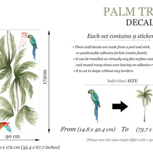 Tropical Coconut Trees with Parrots Wall Decal Removable Peel and Stick BR293 Large(90x172) cm