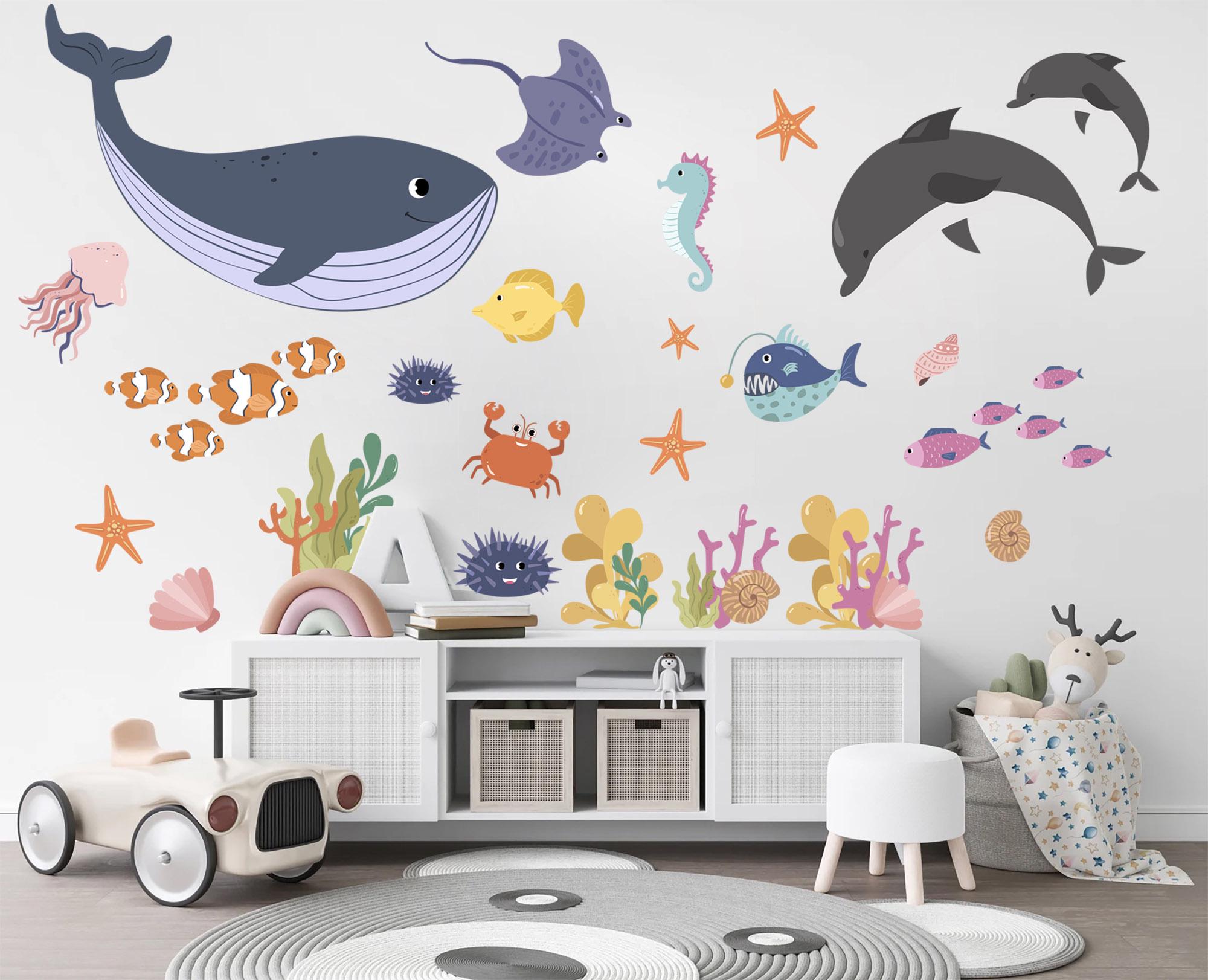 ZocKz Cute Dolphin Wallpaper, Undersea Scenery 3D Large Wall