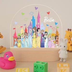 Personalized Princess Castle Night Light – Girls Nursery Decor LED Lamp-LED002