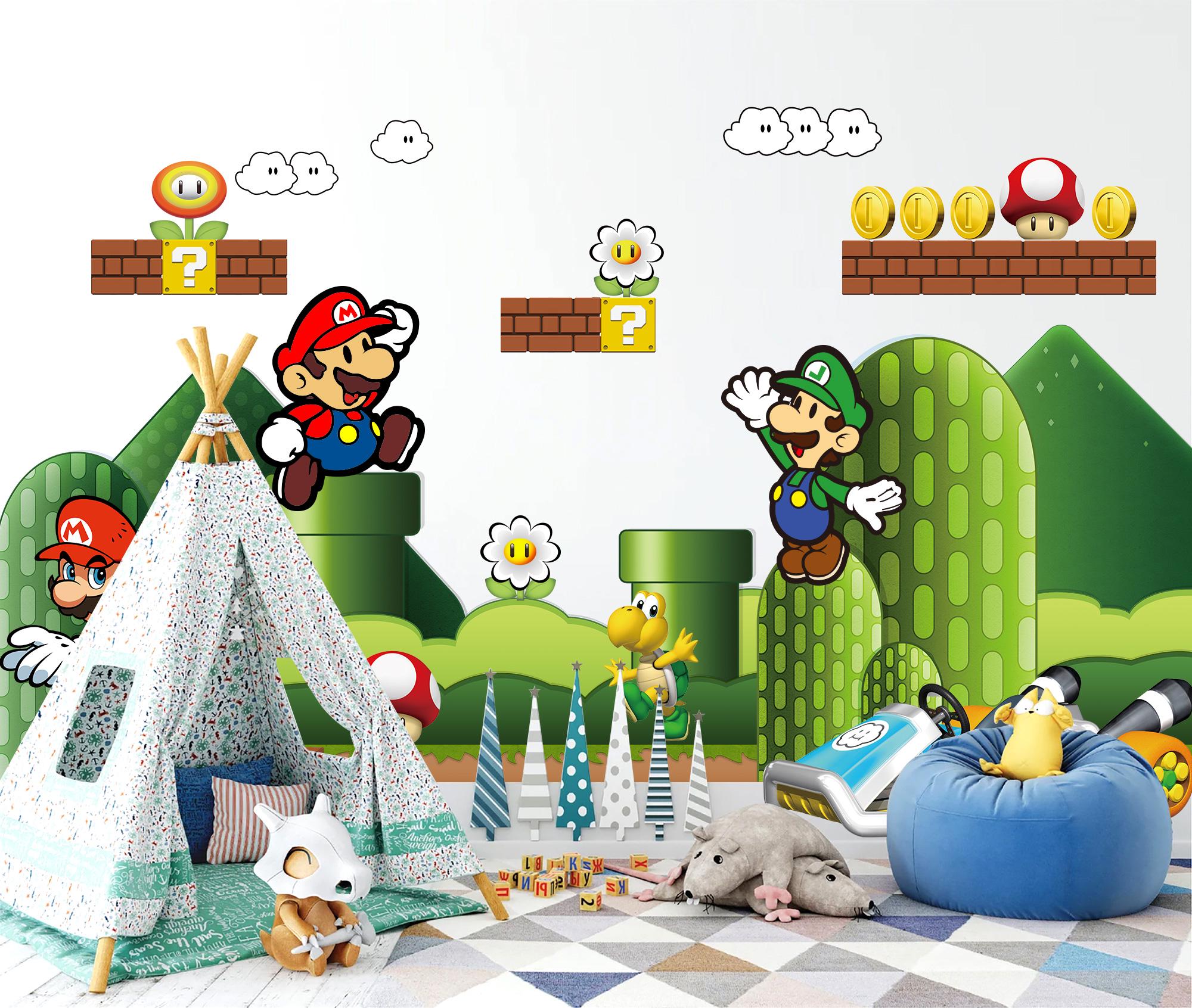 Super Mario Bros Wall Decal for Kids Room – Removable Repositionable ...