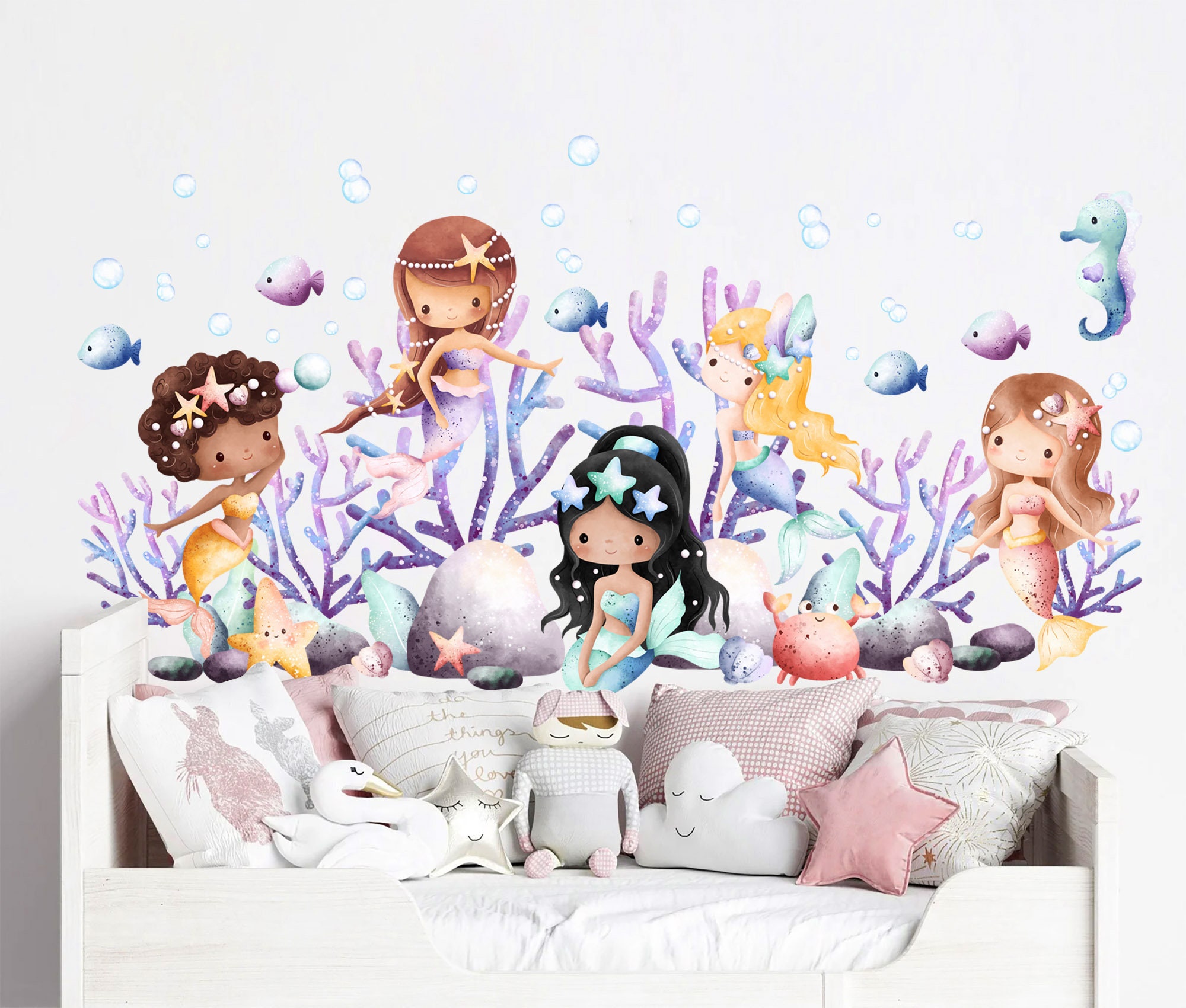 Enchanting Underwater Mermaid World Wall Decal for Girls' Room - BR384 ...
