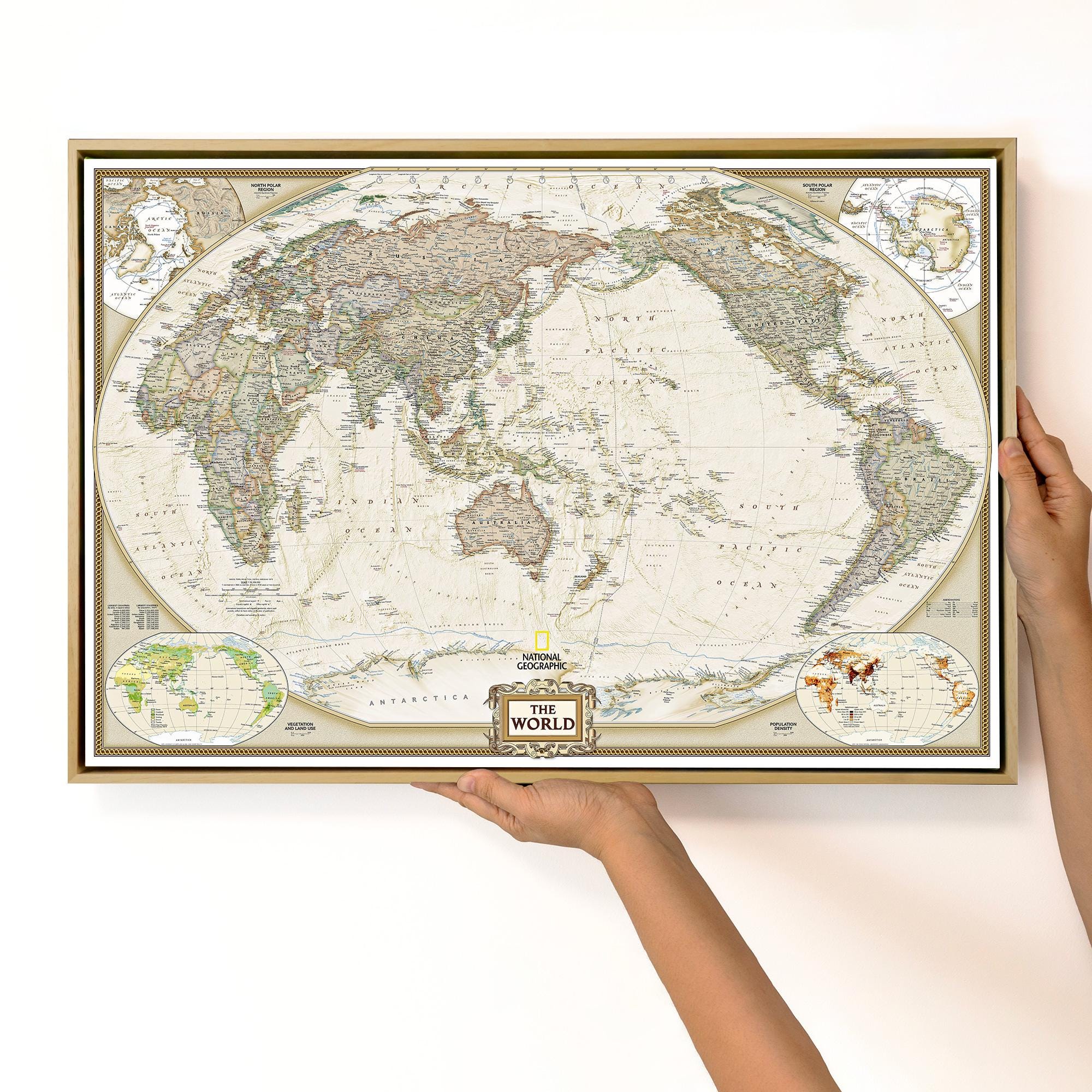 オーストラリアを中心としたヴィンテージ世界地図キャンバス