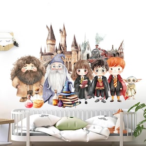 Wizard School Wall Decal, Magic Castle Kids Room Sticker, Fantasy Nursery Decor-BR574