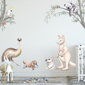 Australian Wildlife Wall Decals | Koala Kangaroo Emu Platypus | Nursery Wall Stickers | Removable Fabric Decals - BR005