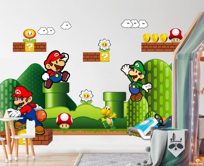 Super Mario Bros Wall Decal for Kids Room – Removable Repositionable ...