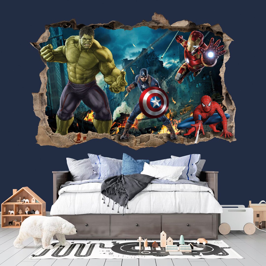 Marvel Avengers Superhero Battle-ready 3D Wall Decal - Removable Peel ...