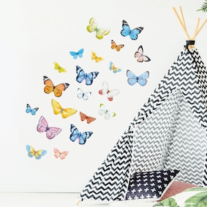 Enchanting Butterfly Wall Sticker - Assortment of Colorful Butterflies Flying Together - Ideal for Girls&#39; Bedroom Decor - BR019
