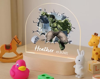 Hulk Superhero LED Night Light – 3D Wall Break Kids Bedroom Gift -SUPER 2 Led